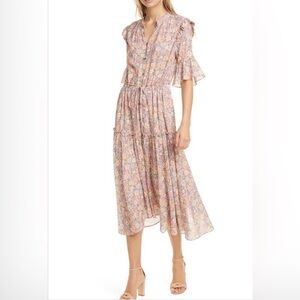 La Vie Rebecca Taylor Josephine Lurex Floral Midi Dress S Anthropologie